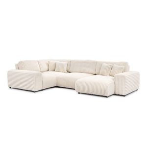 Krémovobiela menčestrová rohová pohovka (ľavý roh/do tvaru "U") Justin – Ropez vyobraziť