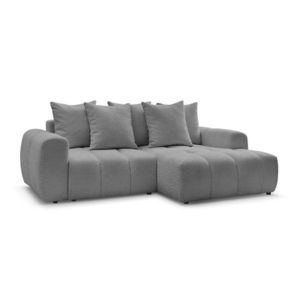 Sivá rozkladacia/s úložným priestorom rohová pohovka z textílie buklé (pravý roh/s leňoškou) Roxelane – Bobochic Paris vyobraziť