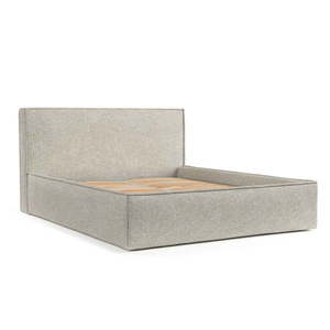 Béžová čalúnená dvojlôžková posteľ s úložným priestorom s roštom 200x200 cm Lounge L – Maison de Rêve vyobraziť