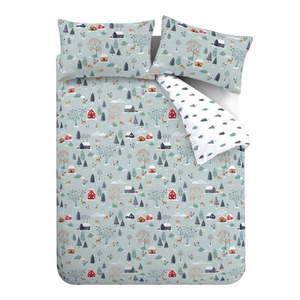 Sivomodré flanelové obliečky na dvojlôžko/predĺžené 230x220 cm Winter Scene – Bianca vyobraziť