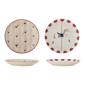 Krémové dezertné taniere s vianočným motívom z kameniny v súprave 2 ks ø 16 cm Merry-go-round – Bloomingville vyobraziť