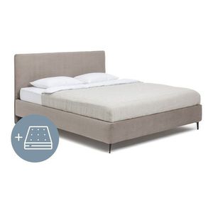Čalúnená dvojlôžková posteľ taupe s matracom/s roštom 160x200 cm Noira Slim – Bonami Selection vyobraziť