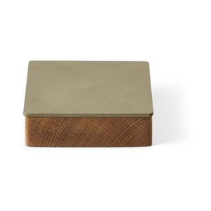 Zelený/v prírodnej farbe drevený/z eko kože úložný box s vekom/dekoratívny 11x11x3, 5 cm Square Nupo – LIND DNA vyobraziť