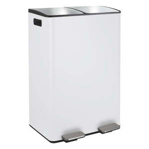 Matne biely oceľový odpadkový kôš 2x30 l na triedený odpad/nášľapný Aliya – Spirella vyobraziť