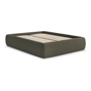 Tmavozelená čalúnená dvojlôžková posteľ s úložným priestorom/bez čela s roštom 160x200 cm Inera – Bobochic Paris vyobraziť