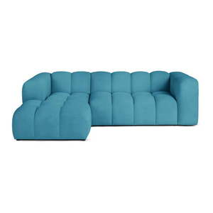 Tyrkysová zamatová rohová pohovka (ľavý roh/s leňoškou) Cube – Bonami Selection vyobraziť