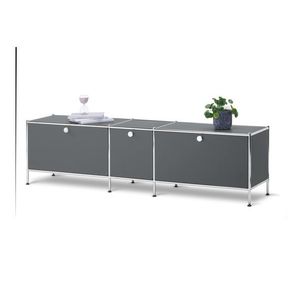 Nízka skrinka »CN3« s 3 výklopnými dvierkami, sivá vyobraziť