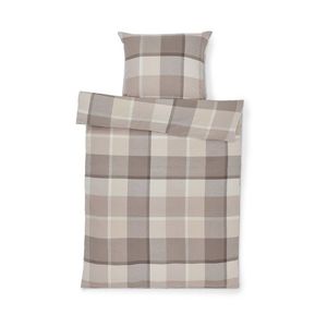 Flanelová posteľná bielizeň, sivo-béžová károvaná, štandardná veľkosť vyobraziť