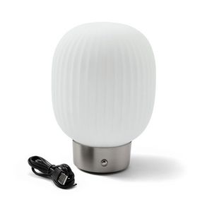 Stolová LED lampa s akumulátorom so skleneným tienidlom vyobraziť