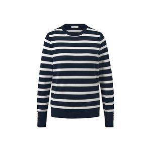 Pruhovaný pulóver z jemného úpletu, námornícka modrá vyobraziť