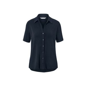 Blúzkové tričko s gombíkovou légou, tmavomodré vyobraziť