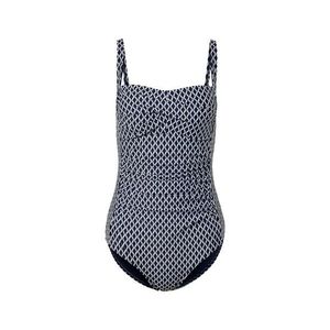 Jednodielne plavky tvarujúce postavu, tmavomodré a biele vyobraziť