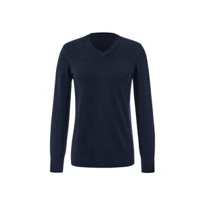 Pulóver s výstrihom do V, tmavomodrý vyobraziť