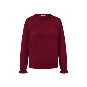 Pulóver z jemného úpletu s volánikovým detailom, bordový vyobraziť