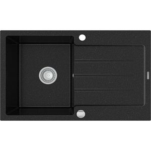 MEXEN MEXEN - Bruno granitový drez 1 s odkvapkávačom 795x495 mm, čierna / strieborná metalíza 6513791010-73 vyobraziť