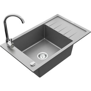 MEXEN/S MEXEN/S - Elias granitový drez 1 s odkvapkávačom vrátane batérie Telma, šedá 6511-71-670200-00 vyobraziť