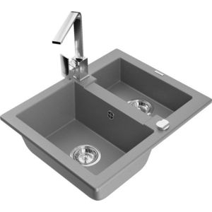 MEXEN/S MEXEN/S - Carlos granitový drez 1.5 vrátane batérie Rita, šedá 6518-71-670300-00 vyobraziť
