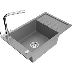 MEXEN/S MEXEN/S - Elias granitový drez 1-miska vrátane batérie Duero, šedý 6511-71-671600-00 vyobraziť
