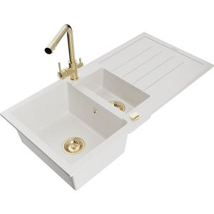 MEXEN/S MEXEN/S - Andres granitový drez s odkvapkávačom vrátane batérie Duero, biela 6515-20-671600-50 vyobraziť