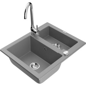 MEXEN/S MEXEN/S - Carlos granitový drez 1.5 vrátane batérie Telma, šedá 6518-71-670200-00 vyobraziť