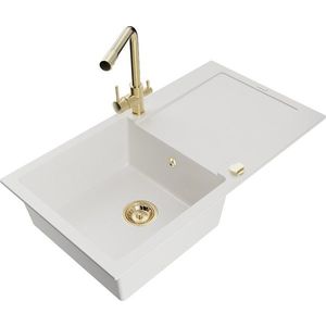 MEXEN/S MEXEN/S - Leo granitový drez s odkvapkávačom vrátane batérie Duero, biela 6501-20-671600-50 vyobraziť