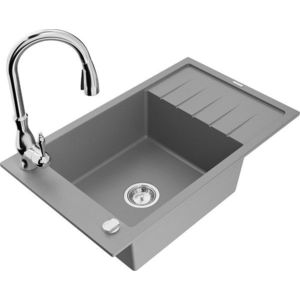 MEXEN/S MEXEN/S - Elias Elias granitový drez 1-miska s odkvapkávačom vrátane batérie Savita, šedá 6511-71-672601-00 vyobraziť