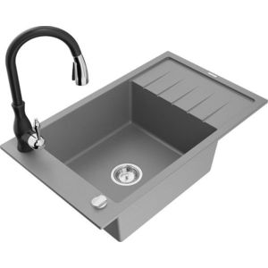 MEXEN/S MEXEN/S - Elias Elias granitový drez 1-miska s odkvapkávačom vrátane batérie Savita, šedá 6511-71-672601-70 vyobraziť