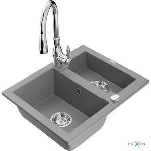 MEXEN/S MEXEN/S - Carlos granitový drez 1.5 vrátane batérie Savita, šedá 6518-71-672601-00 vyobraziť