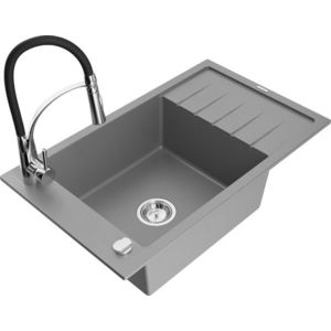 MEXEN/S MEXEN/S - Elias granitový drez 1 s odkvapkávačom vrátane batérie Aster, šedá 6511-71-73450-07 vyobraziť