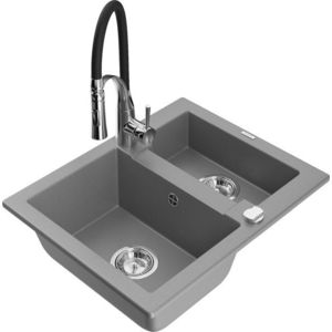 MEXEN/S MEXEN/S - Carlos granitový drez 1.5 vrátane batérie Aster, šedá 6518-71-73450-07 vyobraziť