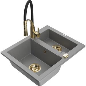 MEXEN/S MEXEN/S - Carlos granitový drez 1.5 vrátane batérie Aster, šedá 6518-71-73450-57-G vyobraziť