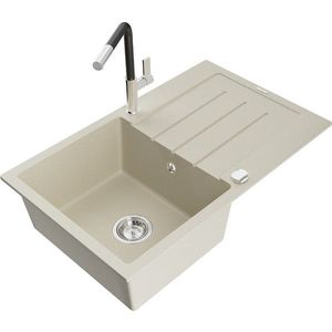 MEXEN/S MEXEN/S - Bruno granitový drez 1 s odkvapkávačom vrátane batérie Flora, béžová 6513-69-670401-07 vyobraziť