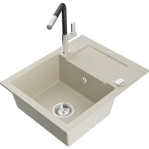 MEXEN/S MEXEN/S - Enzo granitový drez 1-miska s odkvapkávačom vrátane batérie Flora, béžová 6506-69-670401-07 vyobraziť