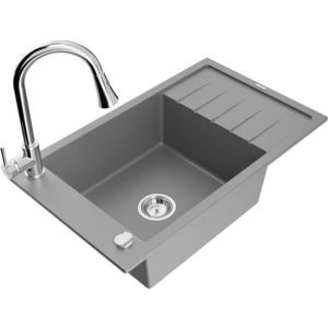 MEXEN/S MEXEN/S - Elias granitový drez 1 s odkvapkávačom vrátane batérie Elia, šedá 6511-71-670101-00 vyobraziť