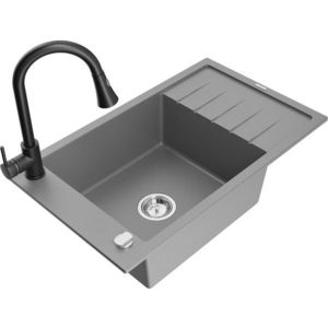 MEXEN/S MEXEN/S - Elias granitový drez 1 s odkvapkávačom vrátane batérie Elia, šedá 6511-71-670101-70 vyobraziť