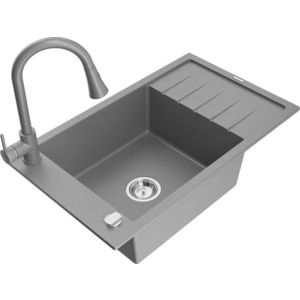 MEXEN/S MEXEN/S - Elias granitový drez 1 s odkvapkávačom vrátane batérie Elia, šedá 6511-71-670101-71 vyobraziť