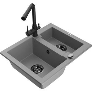 MEXEN/S MEXEN/S - Carlos granitový drez 1.5 vrátane batérie Duero, šedá 6518-71-671600-70-B vyobraziť