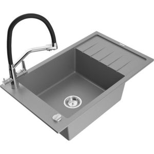 MEXEN/S MEXEN/S - Elias granitový drez s odkvapkávačom vrátane batérie Duo, šedá 6511-71-671701-07 vyobraziť