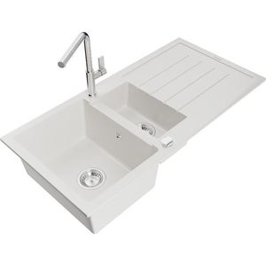 MEXEN/S MEXEN/S - Andres granitový drez s odkvapkávačom vrátane batérie Flora, biela 6515-20-670401-00 vyobraziť