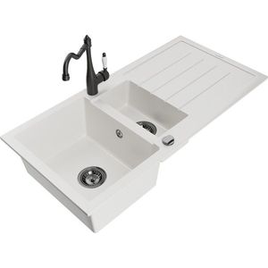 MEXEN/S MEXEN/S - Andres granitový drez s odkvapkávačom vrátane batérie Carla, biela 6515-20-670700-70 vyobraziť