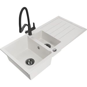 MEXEN/S MEXEN/S - Andres granitový drez s odkvapkávačom vrátane batérie Duo, biela 6515-20-671701-70-B vyobraziť