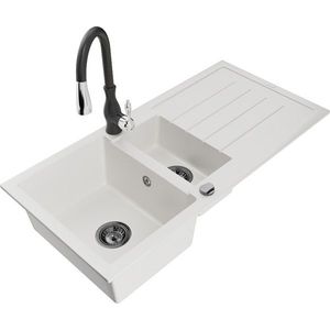 MEXEN/S MEXEN/S - Andres granitový drez s odkvapkávačom vrátane batérie Savita, biela 6515-20-672601-70 vyobraziť