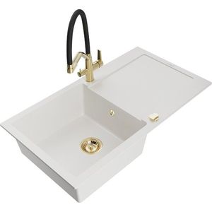 MEXEN/S MEXEN/S - Leo granitový drez 1-miska s odkvapkávačom vrátane batérie Duo, biela 6501-20-671701-57-G vyobraziť