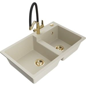 MEXEN/S MEXEN/S - Tomas granitový drez 2-bowly vrátane batérie Duo, béžová 6516-69-671701-57-G vyobraziť