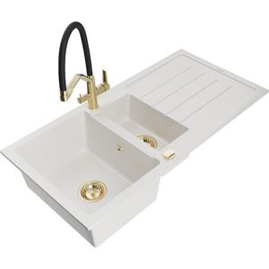 MEXEN/S MEXEN/S - Andres granitový drez s odkvapkávačom vrátane batérie Duo, biela 6515-20-671701-57-G vyobraziť