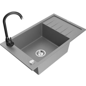 MEXEN/S MEXEN/S - Elias granitový drez s odkvapkávačom vrátane batérie Telma, šedá 6511-71-670200-70 vyobraziť