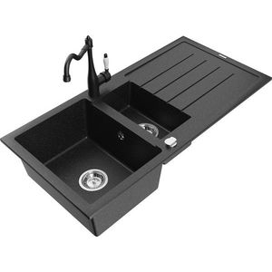 MEXEN/S MEXEN/S - Andres granitový drez s odkvapkávačom vrátane batérie Carla, čierna/strieborná 6515-73-670700-70 vyobraziť