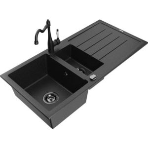 MEXEN/S MEXEN/S - Andres granitový drez s odkvapkávačom vrátane batérie Carla, čierna/strieborná 6515-73-670700-70-B vyobraziť