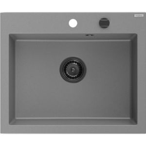 MEXEN/S MEXEN/S - Elix granitový drez 1-miska 600 x 500 mm, sivý, sifón čierna 6525601005-71-B vyobraziť
