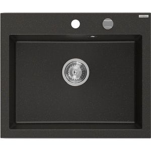 MEXEN MEXEN - Elix granitový drez 1-miska 600 x 500 mm, čierna/zlatá metalik, sifón chróm 6525601005-75 vyobraziť